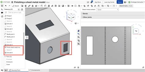 onshape modify sheet metal part in flat view|flat view sheet metal.